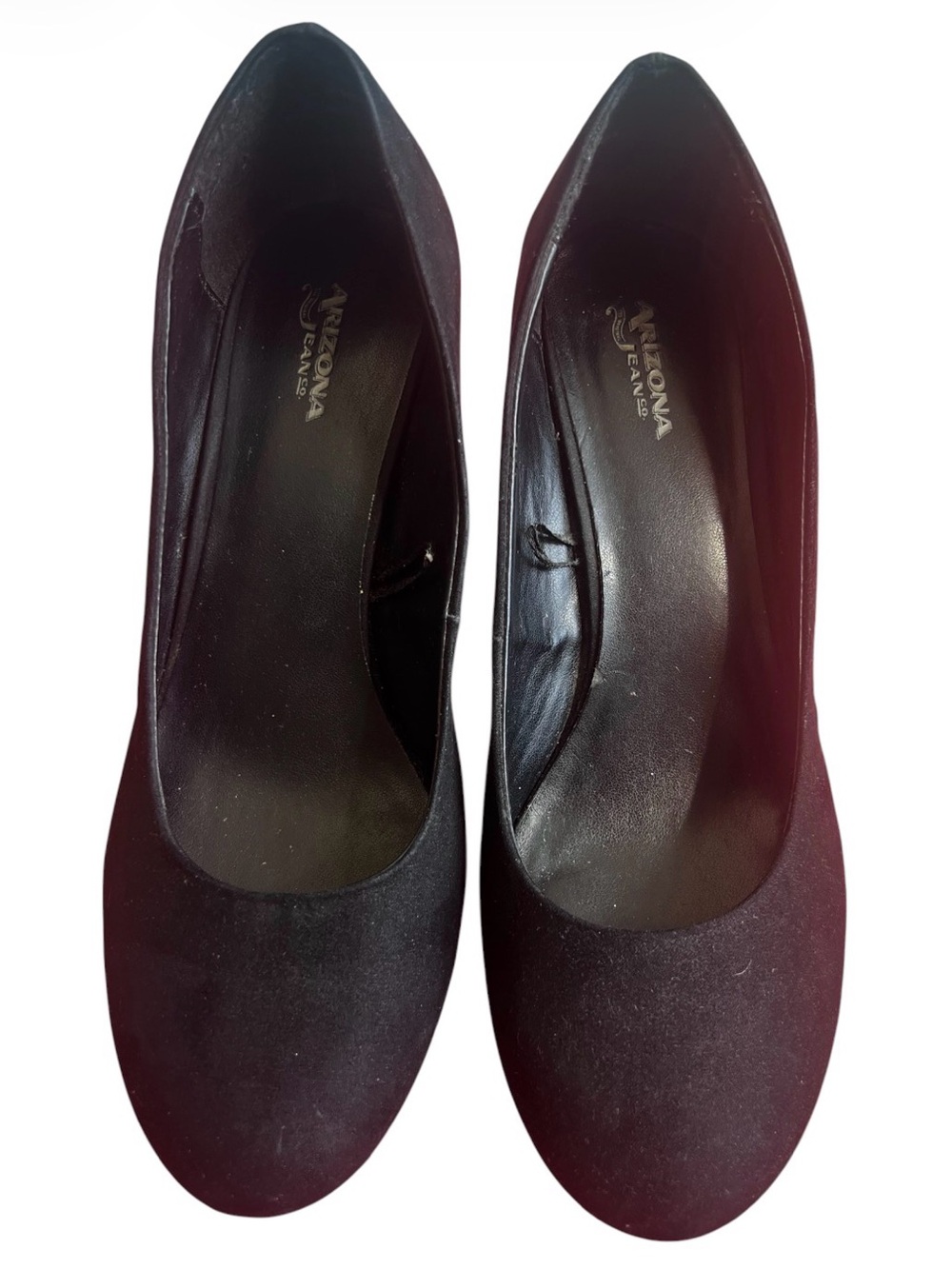 Arizona Jean Co. Black Faux Suede Round Toe Pumps Heels Size 7.5